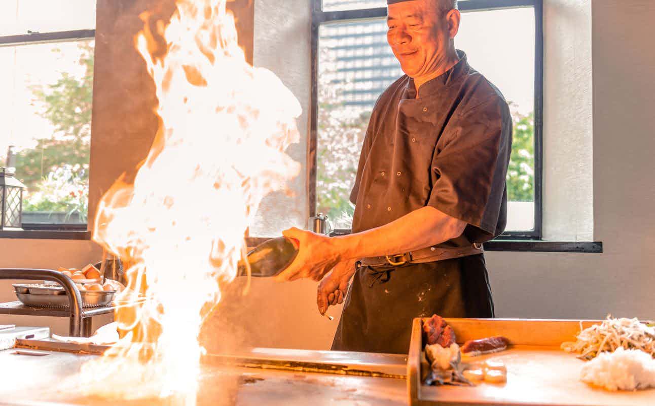 Enjoy Japanese, Vegetarian options, Vegan Options, Gluten Free Options, Restaurant, Table service, $$$$ and Groups cuisine at Teppanyaki Chinatown in Chinatown, Manchester