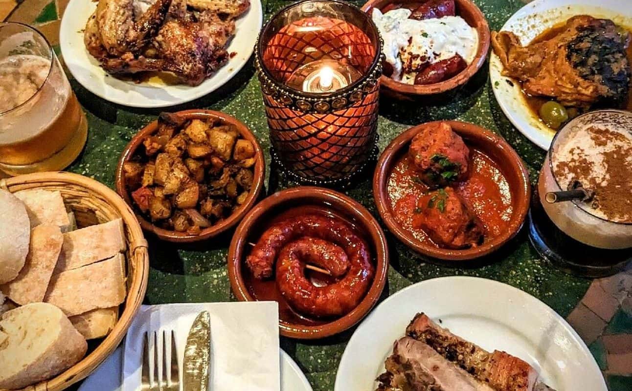 Enjoy Spanish, Moroccan, Gluten Free options, Vegan options, Vegetarian options, Restaurant, Indoor & outdoor seating, Table service, Wheelchair accessible, $$, Groups, Families and Live music cuisine at Kazbar in East Oxford, Oxford