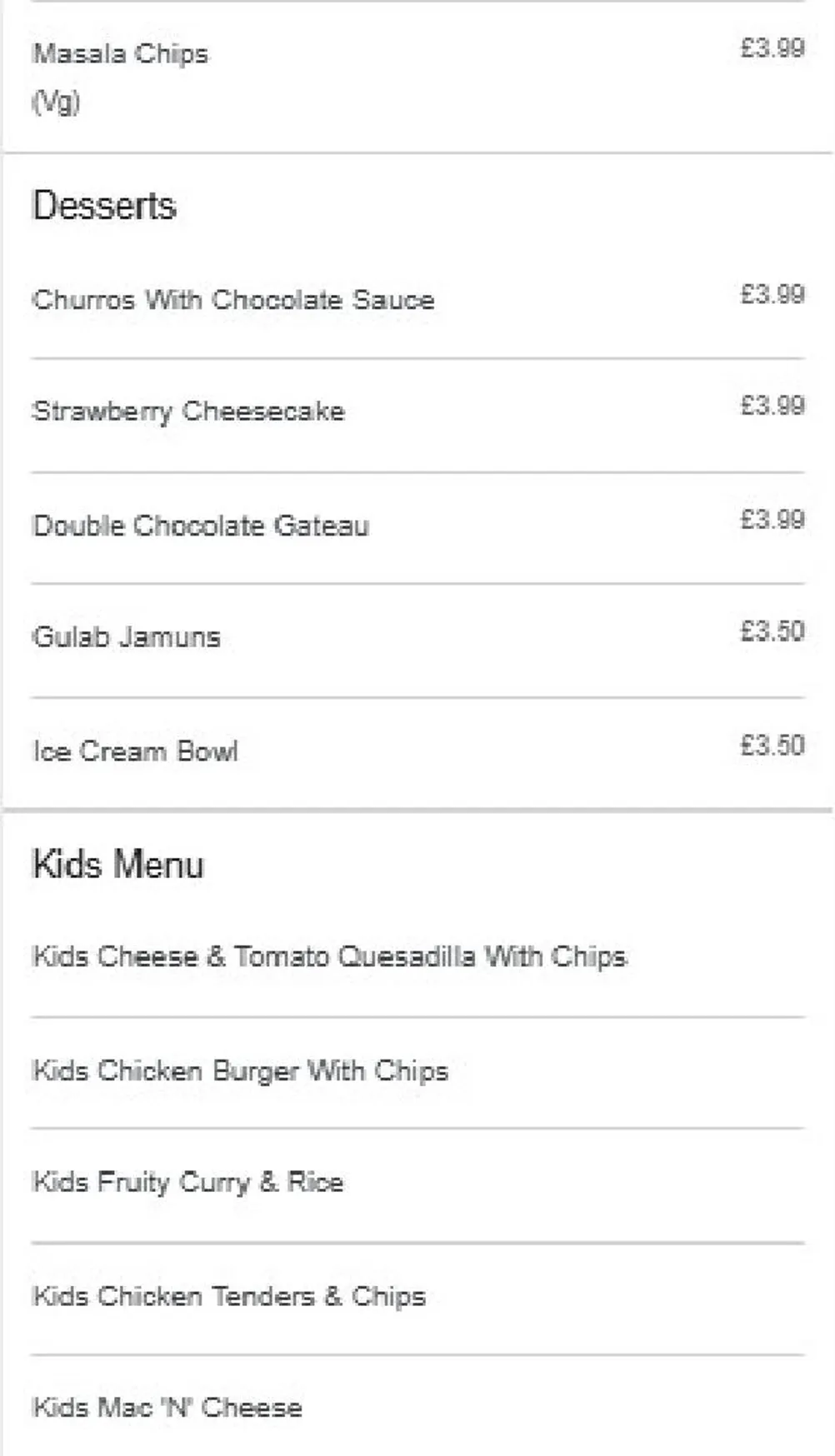GupShup Lounge menu, page 5