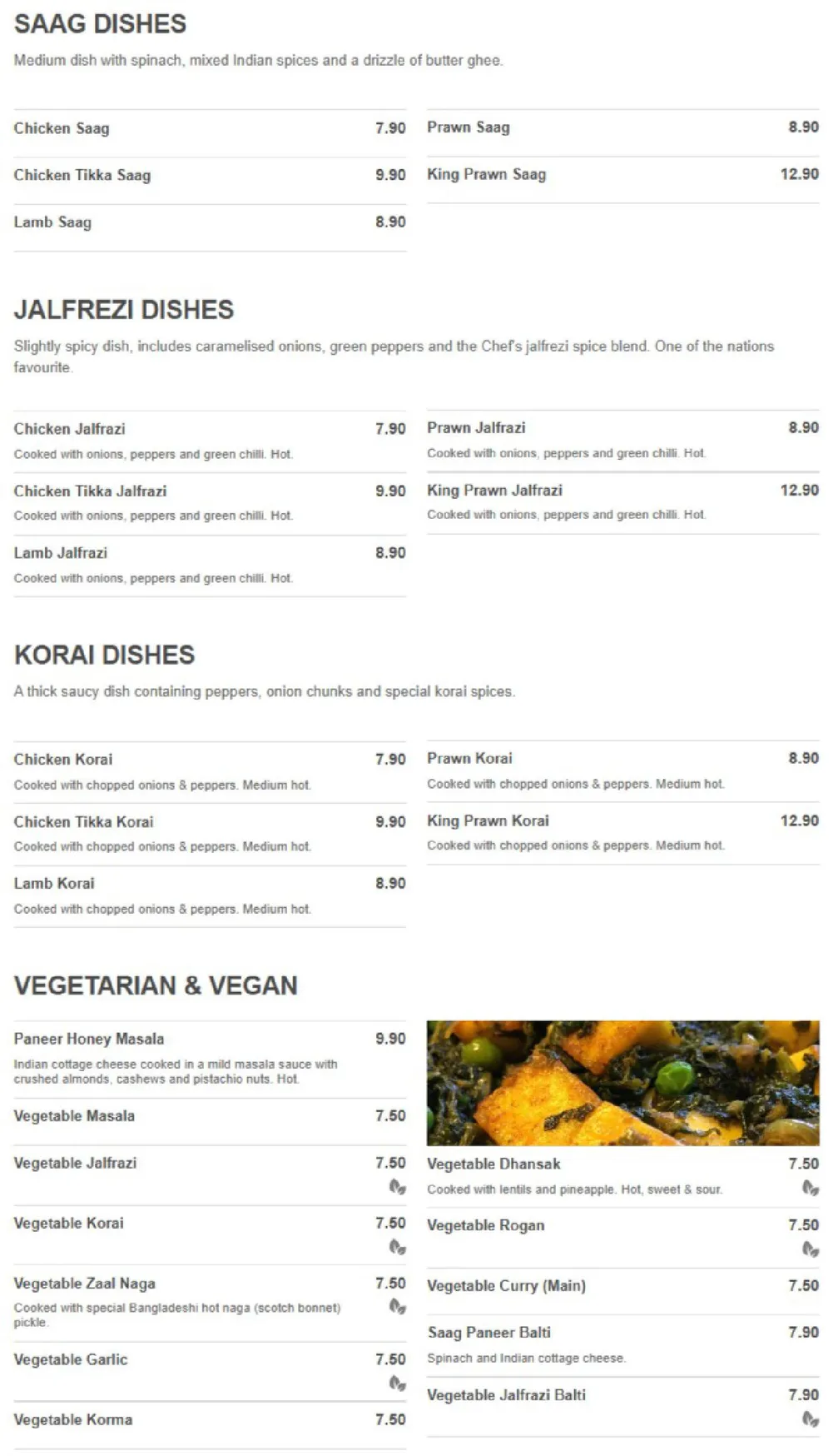 Eastern Spice menu, page 6