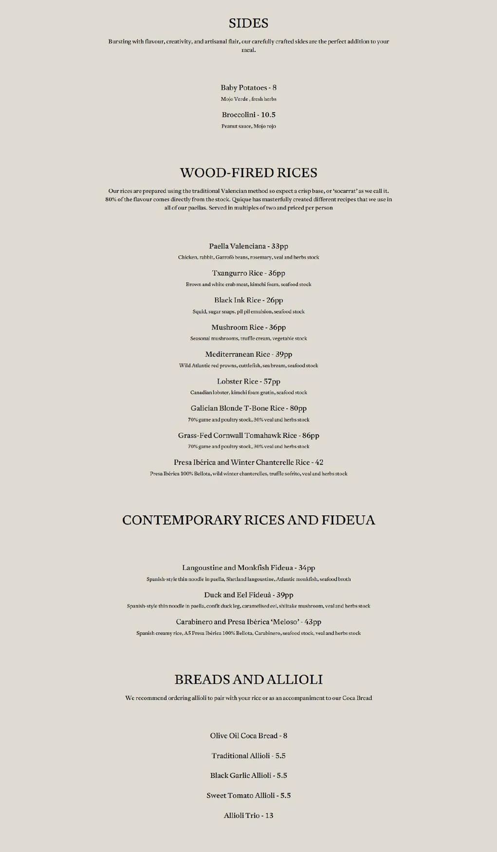 Arros QD menu, page 2
