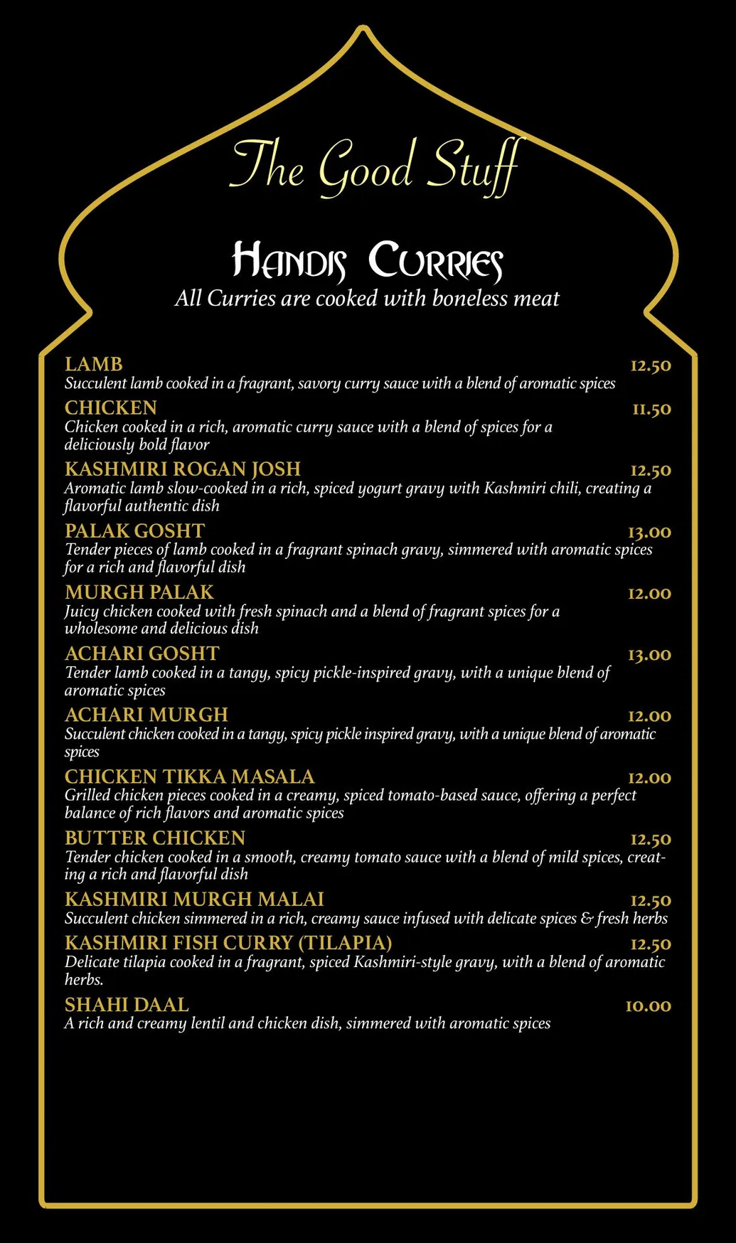 Kashmir menu, page 2