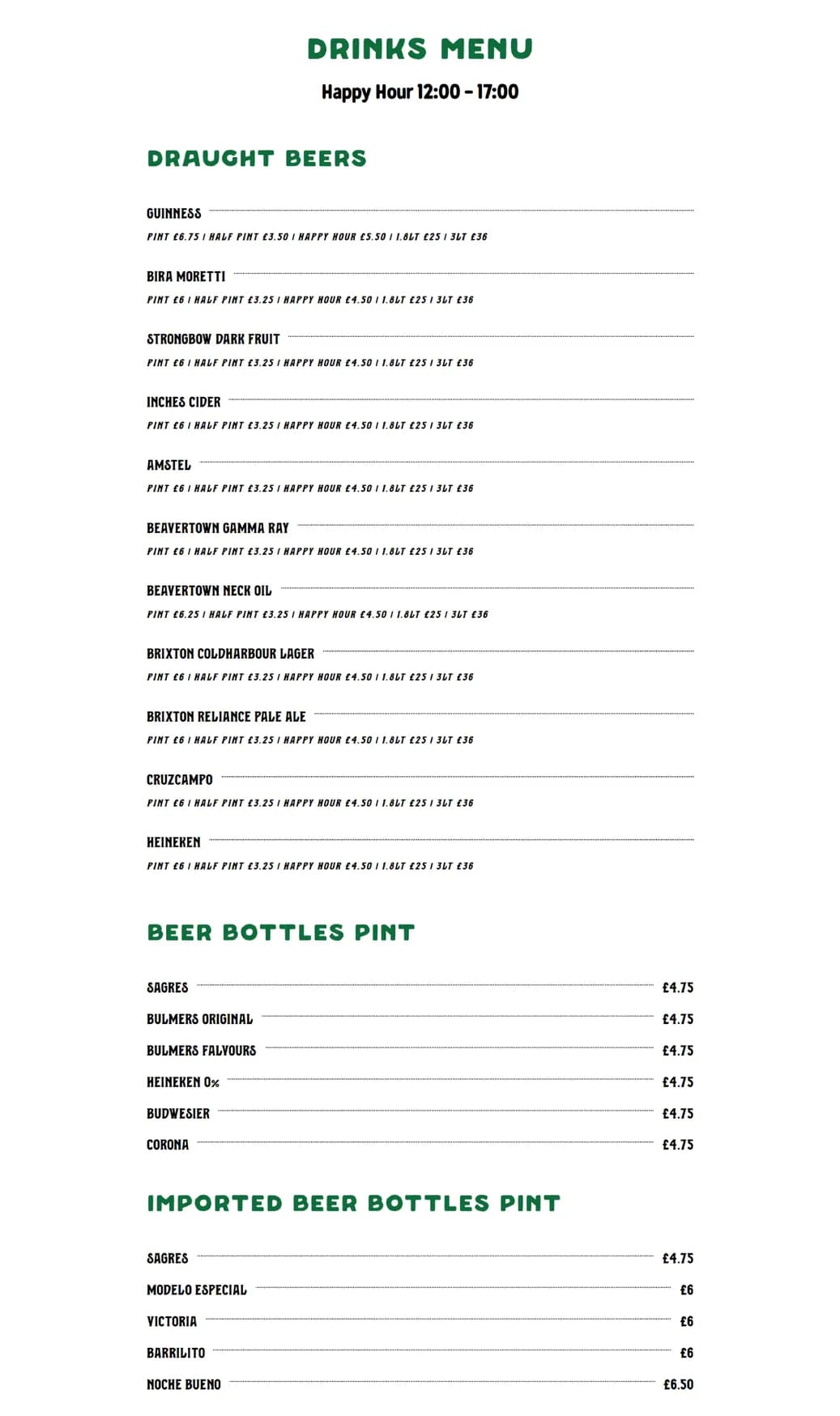 Loco Hombre Cantina menu, page 3