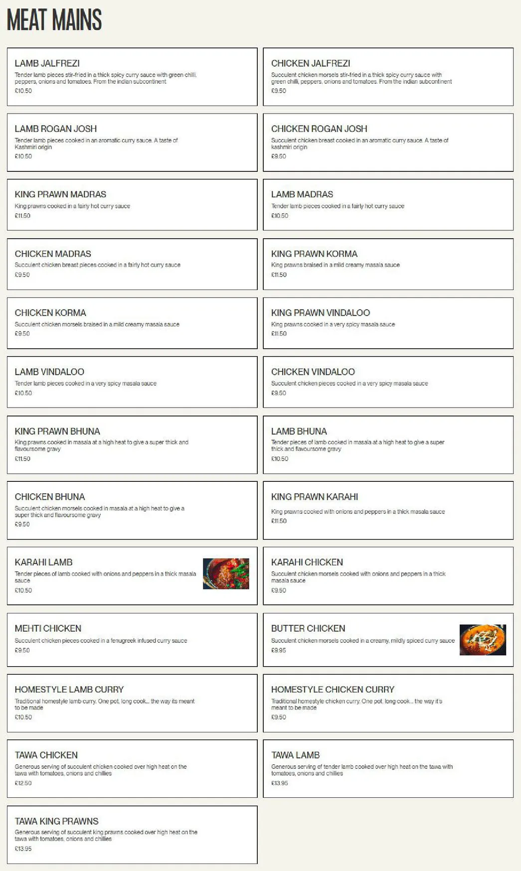 The Royal Albion menu, page 2
