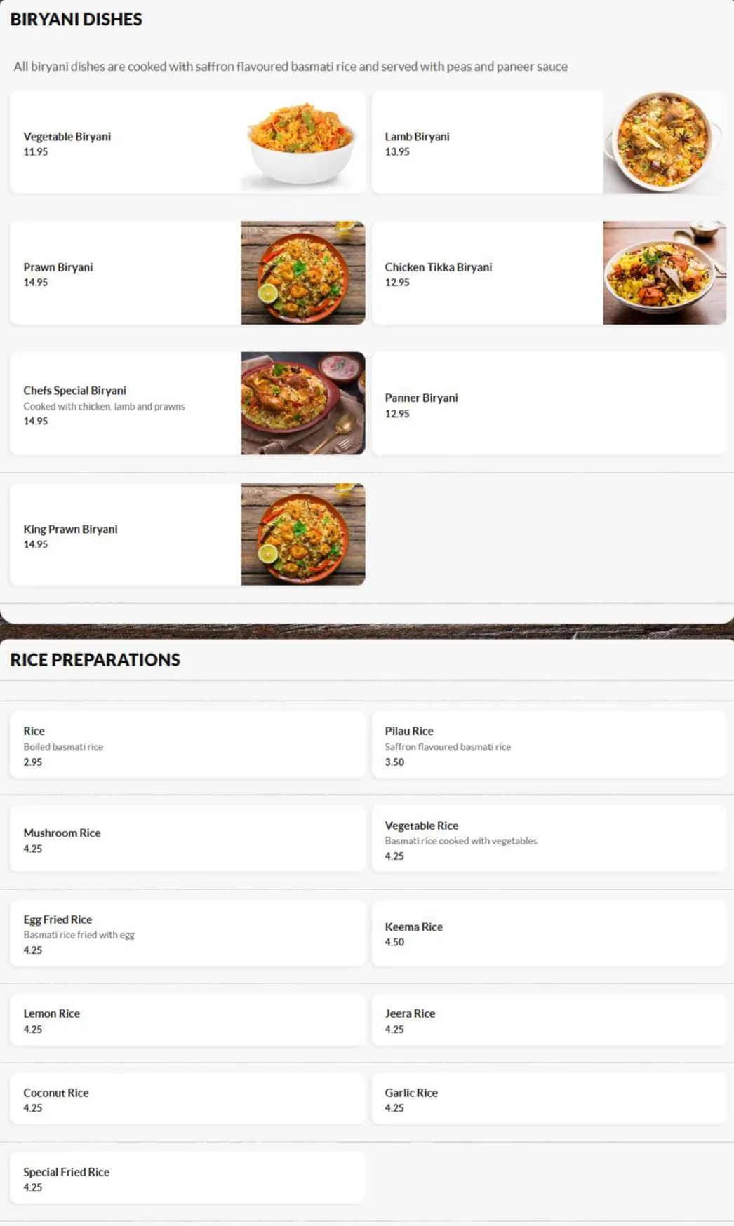 Everest Dine menu, page 9