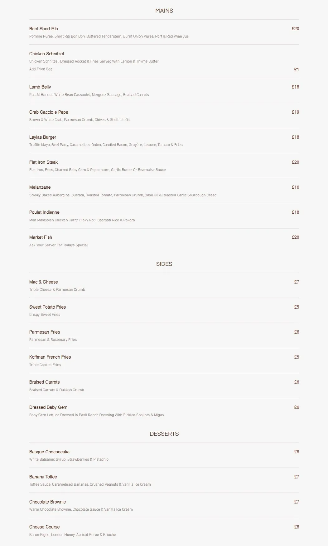 Layla's Bistro menu, page 5