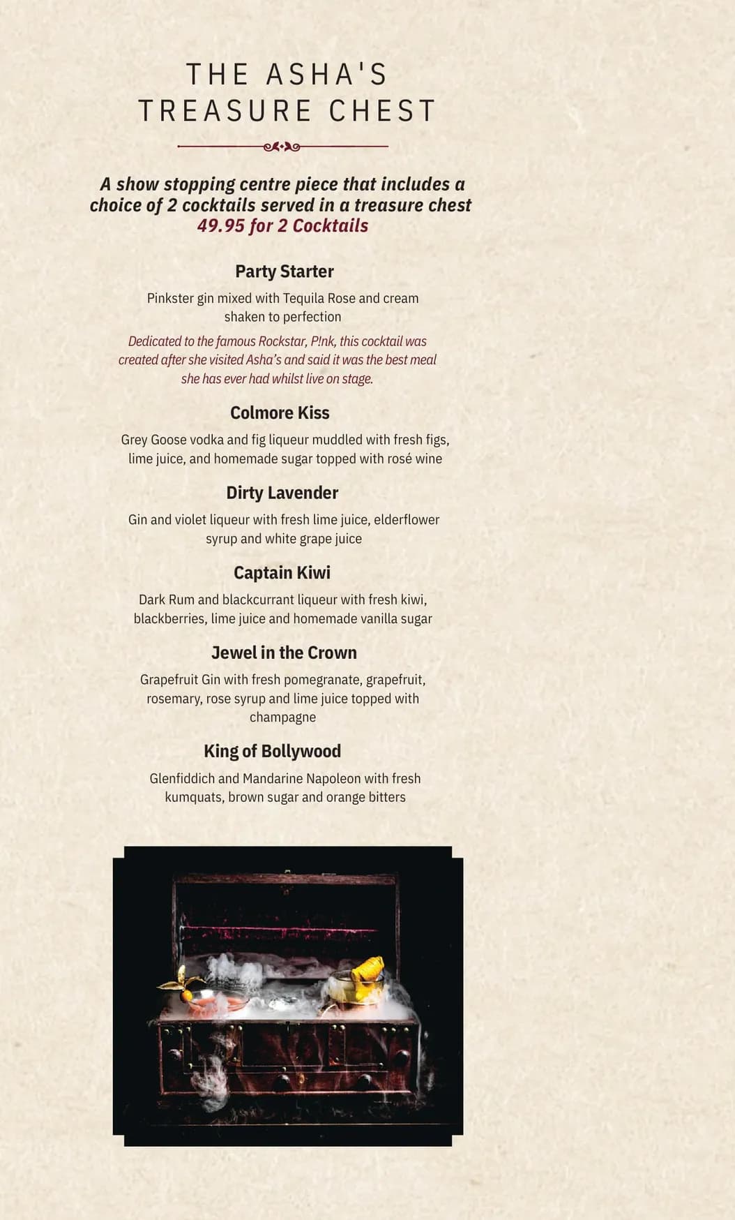 Asha's menu, page 16
