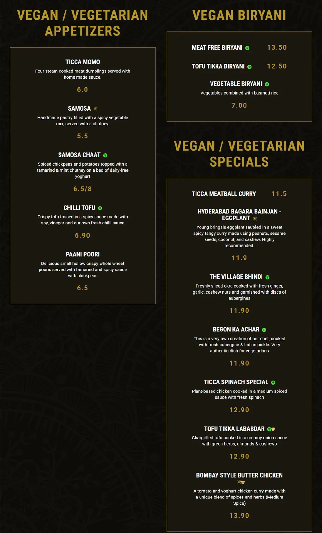 Ticca Tikka menu, page 6