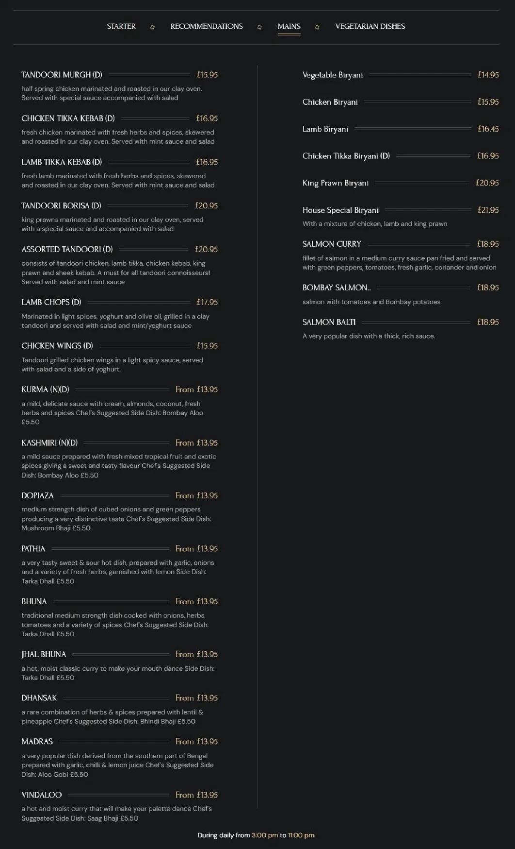 Vinyasa menu, page 3