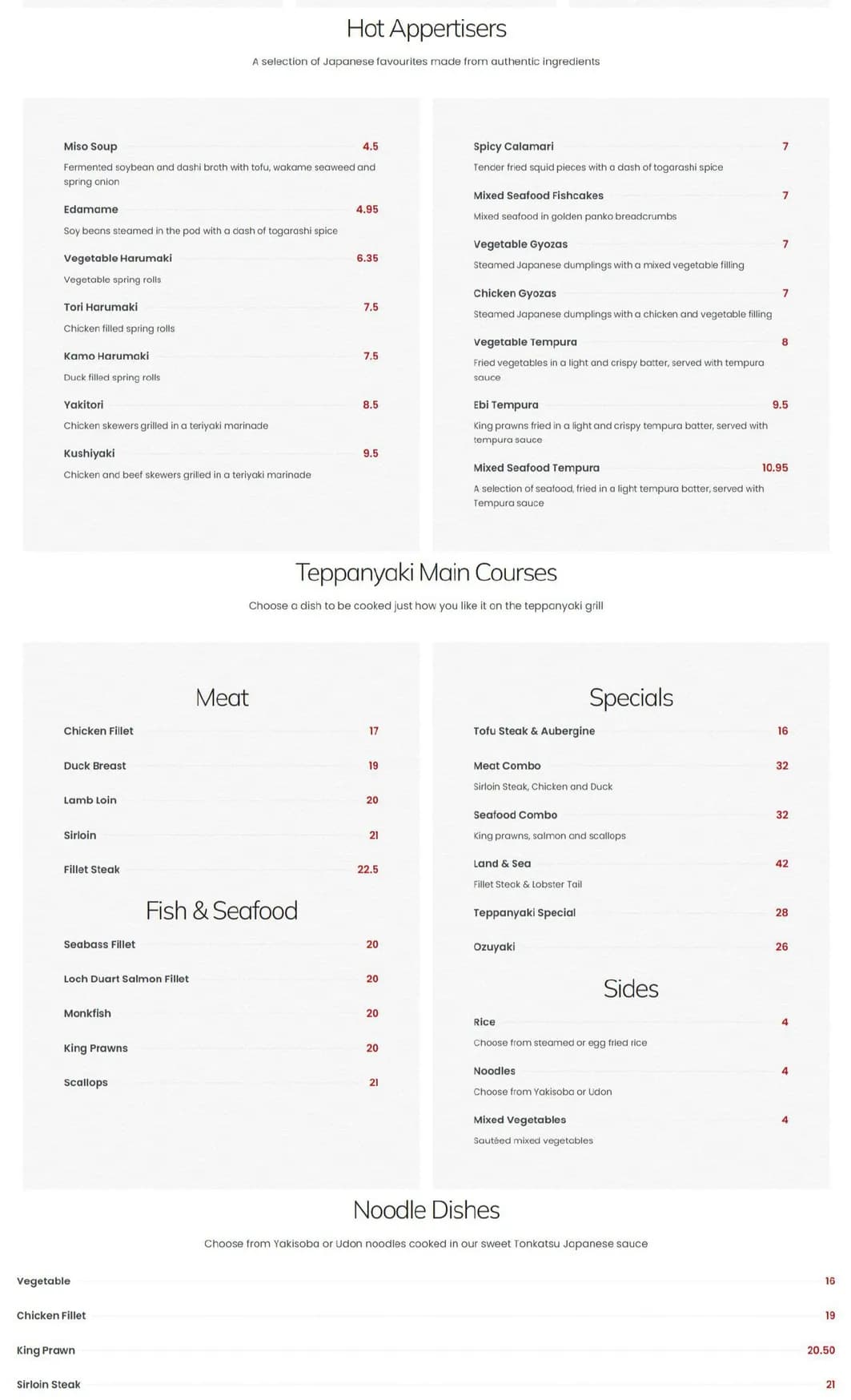 Teppanyaki Chinatown menu, page 2
