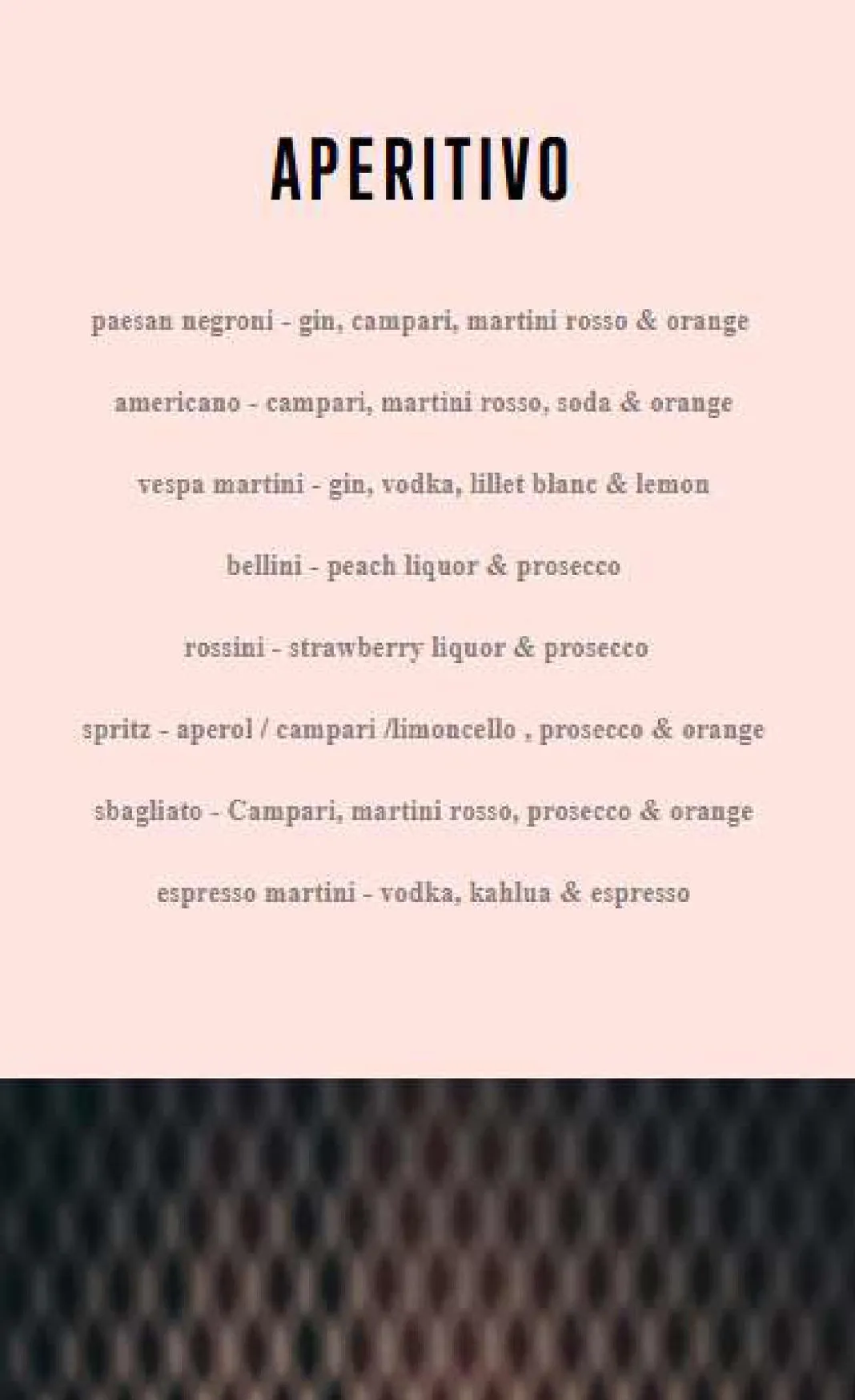 Paesan menu, page 1