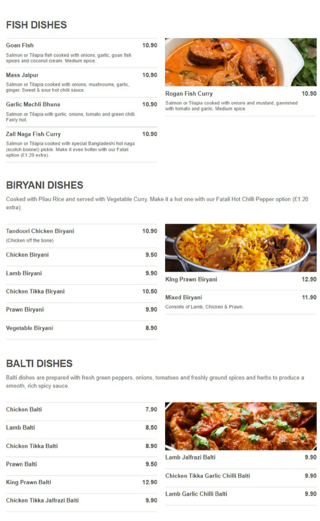 Eastern Spice menu, page 3