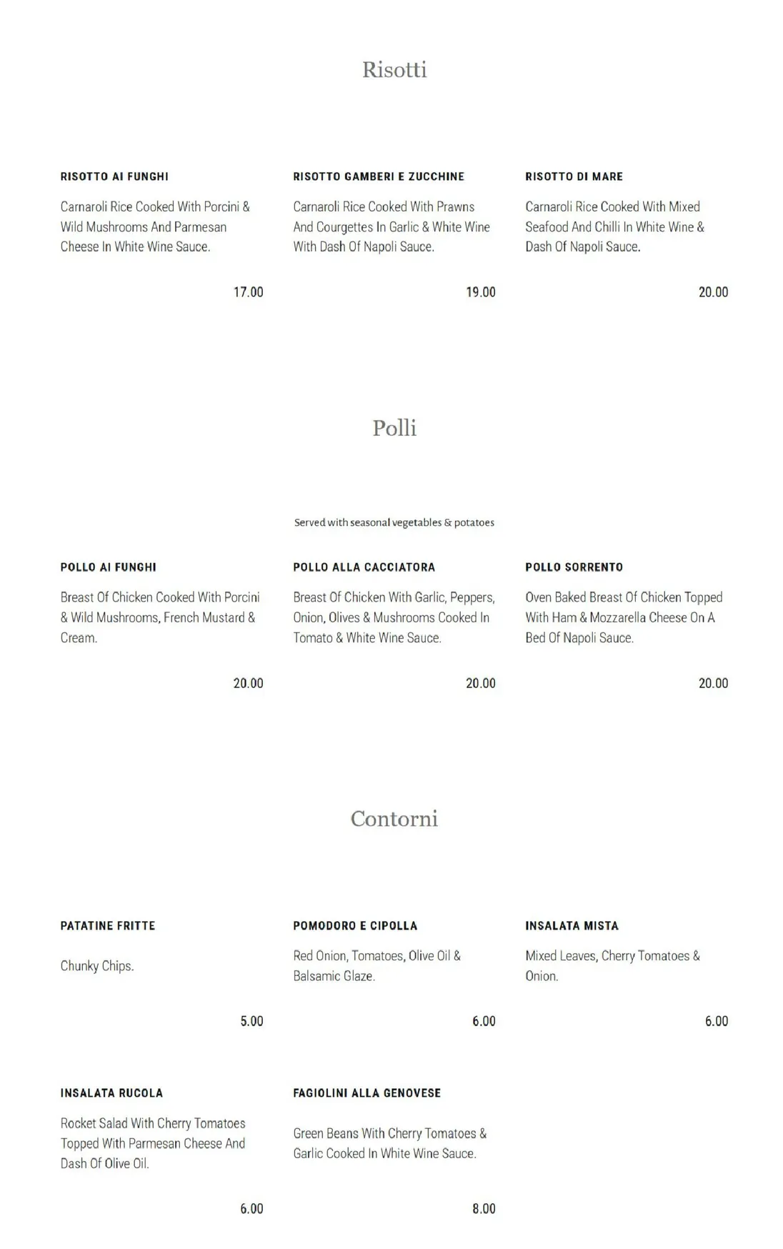 Pinocchio Ristorante menu, page 3