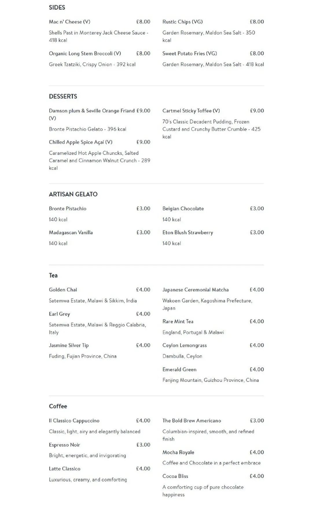 Kenny's menu, page 2