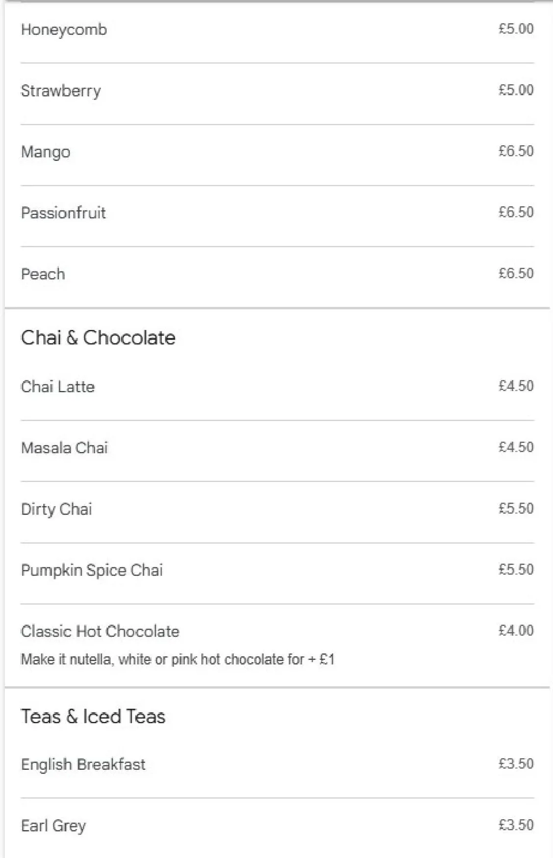 Kasa Café menu, page 3