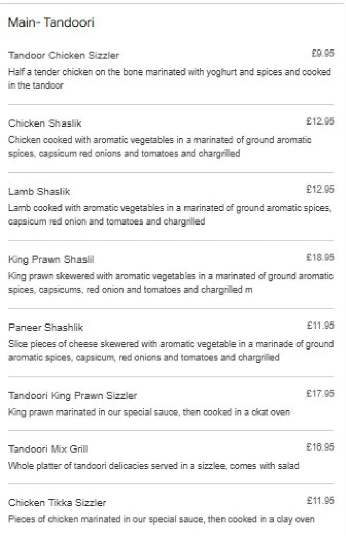 Shah Tandoori menu, page 3