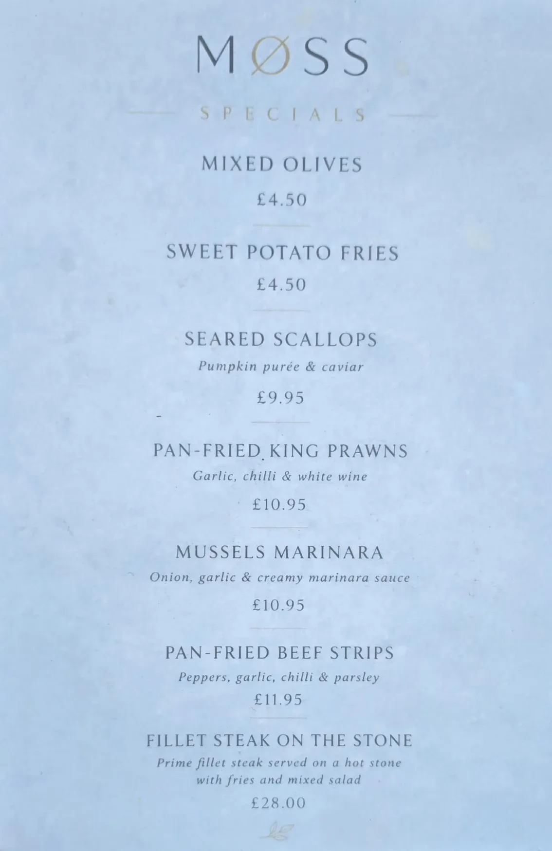 Moss Cafe & Restaurant menu, page 2