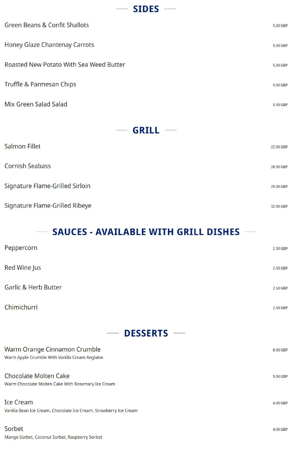 Eastway Brasserie menu, page 2