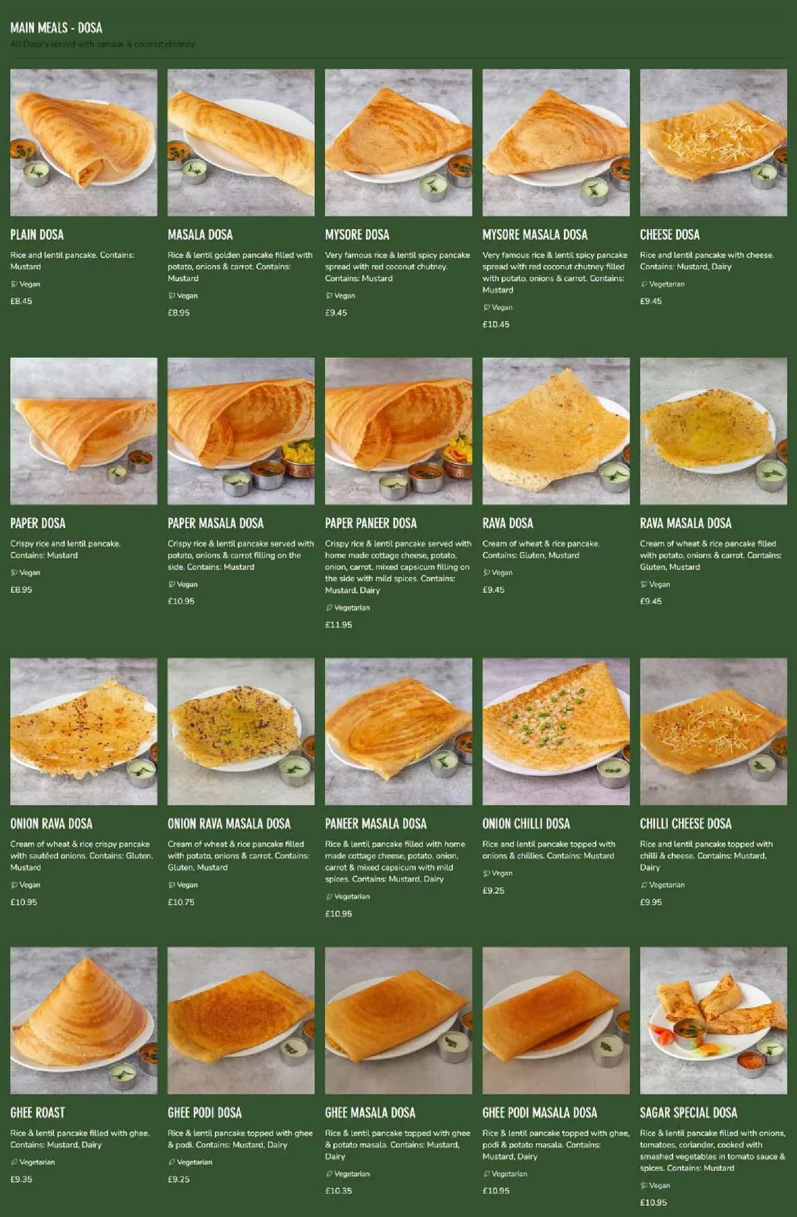 Sagar West End menu, page 3
