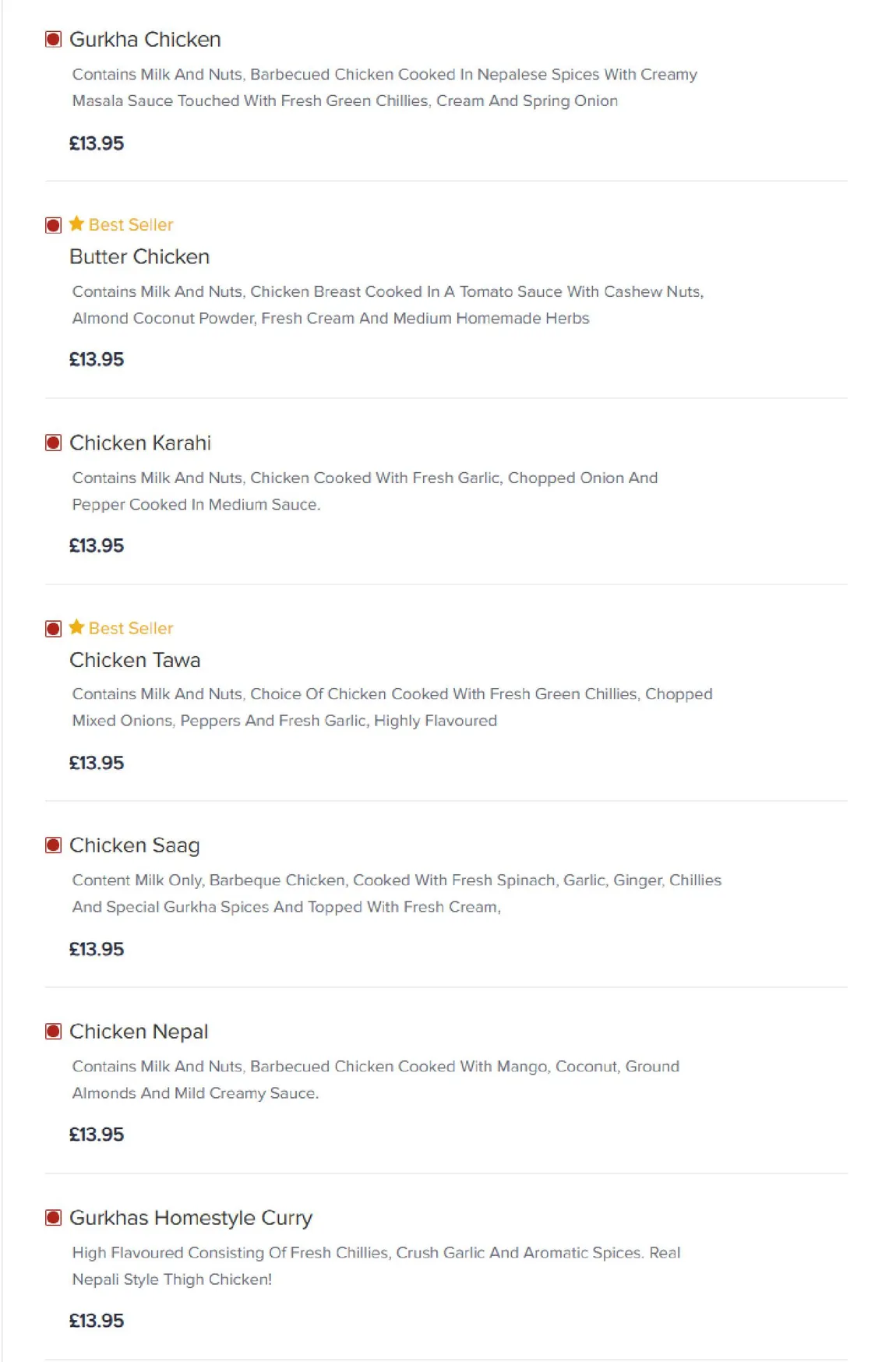 Gurkha Express menu, page 5