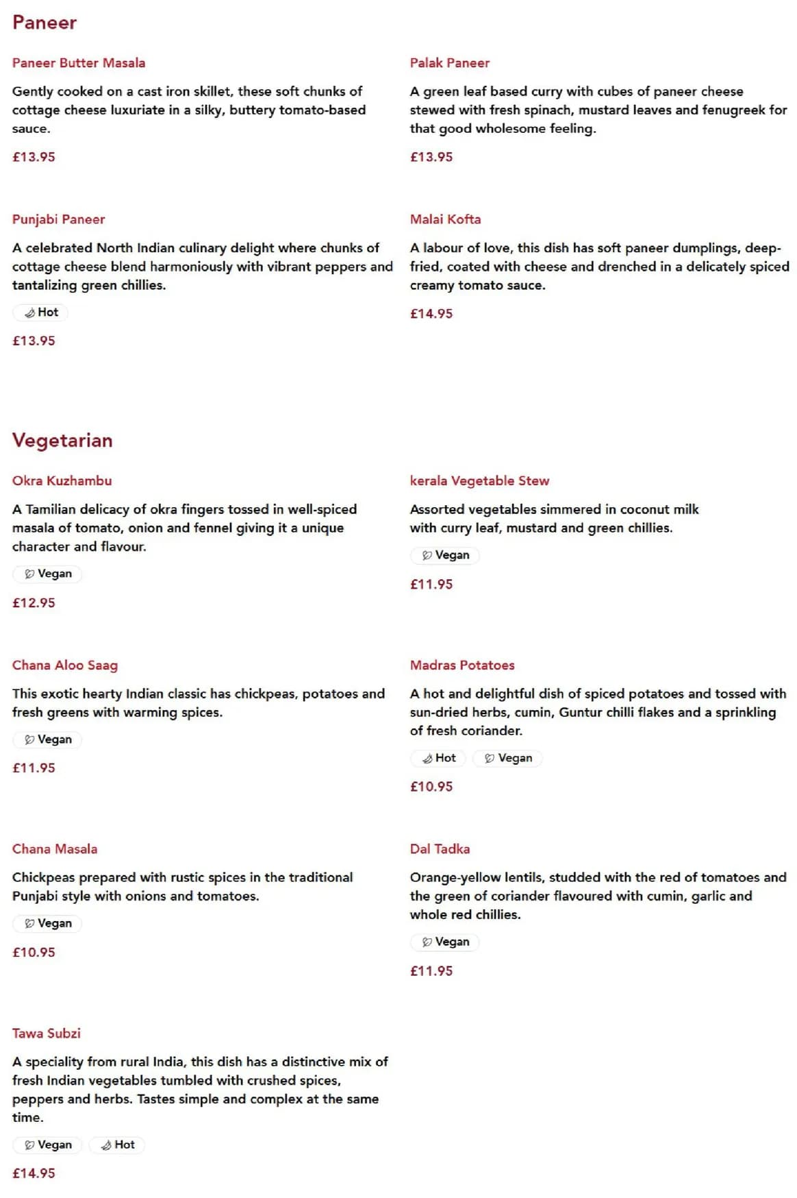 Madras Cafe menu, page 4
