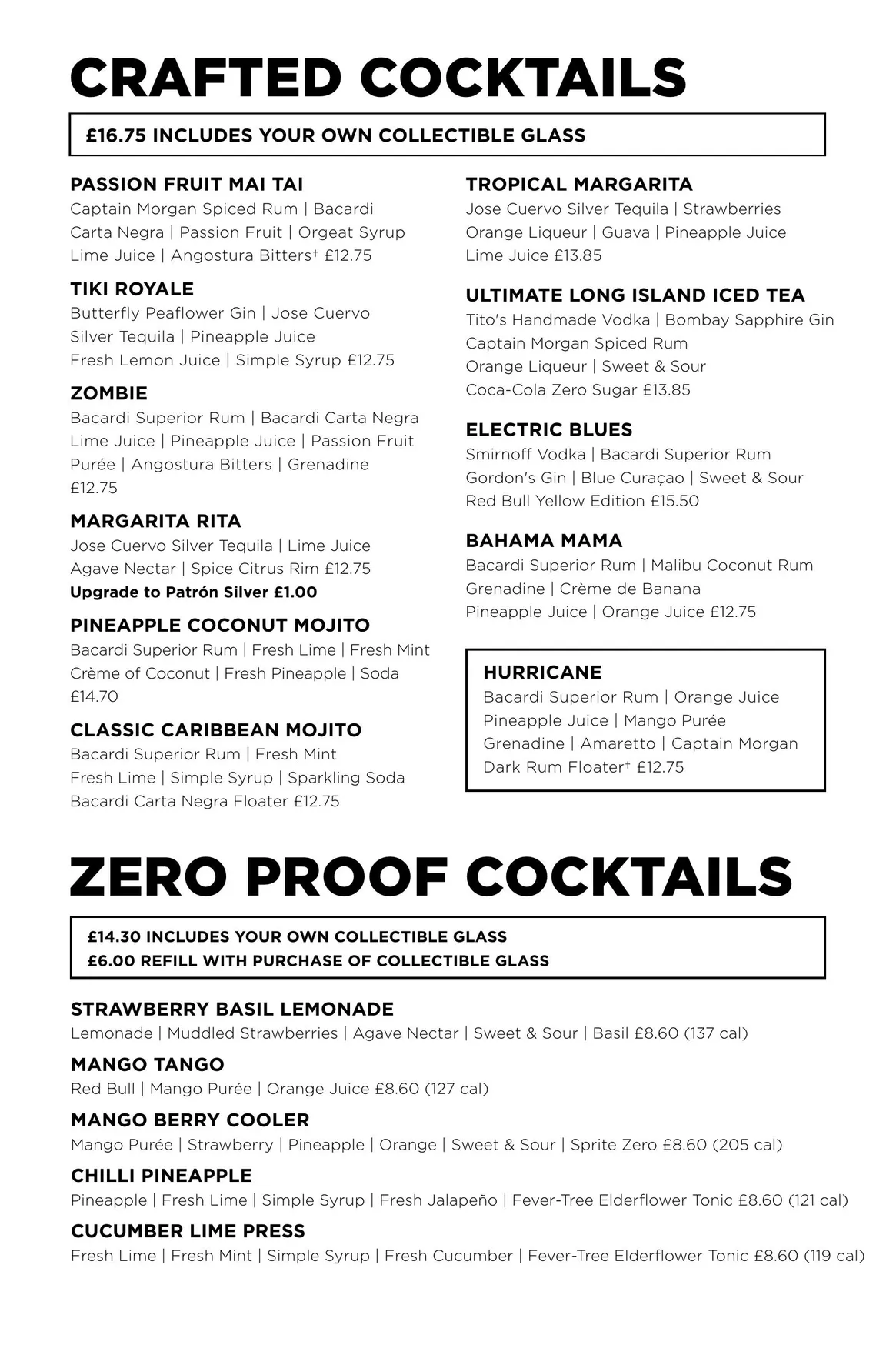 Hard Rock Cafe menu, page 2