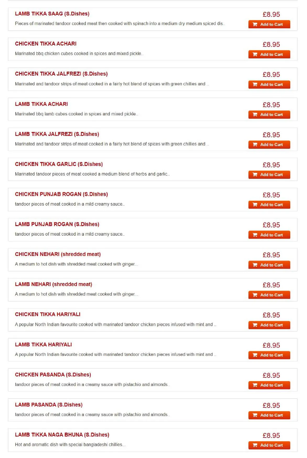 The Bengal menu, page 6