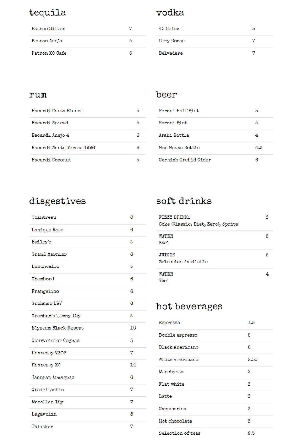 Be-stro menu, page 10