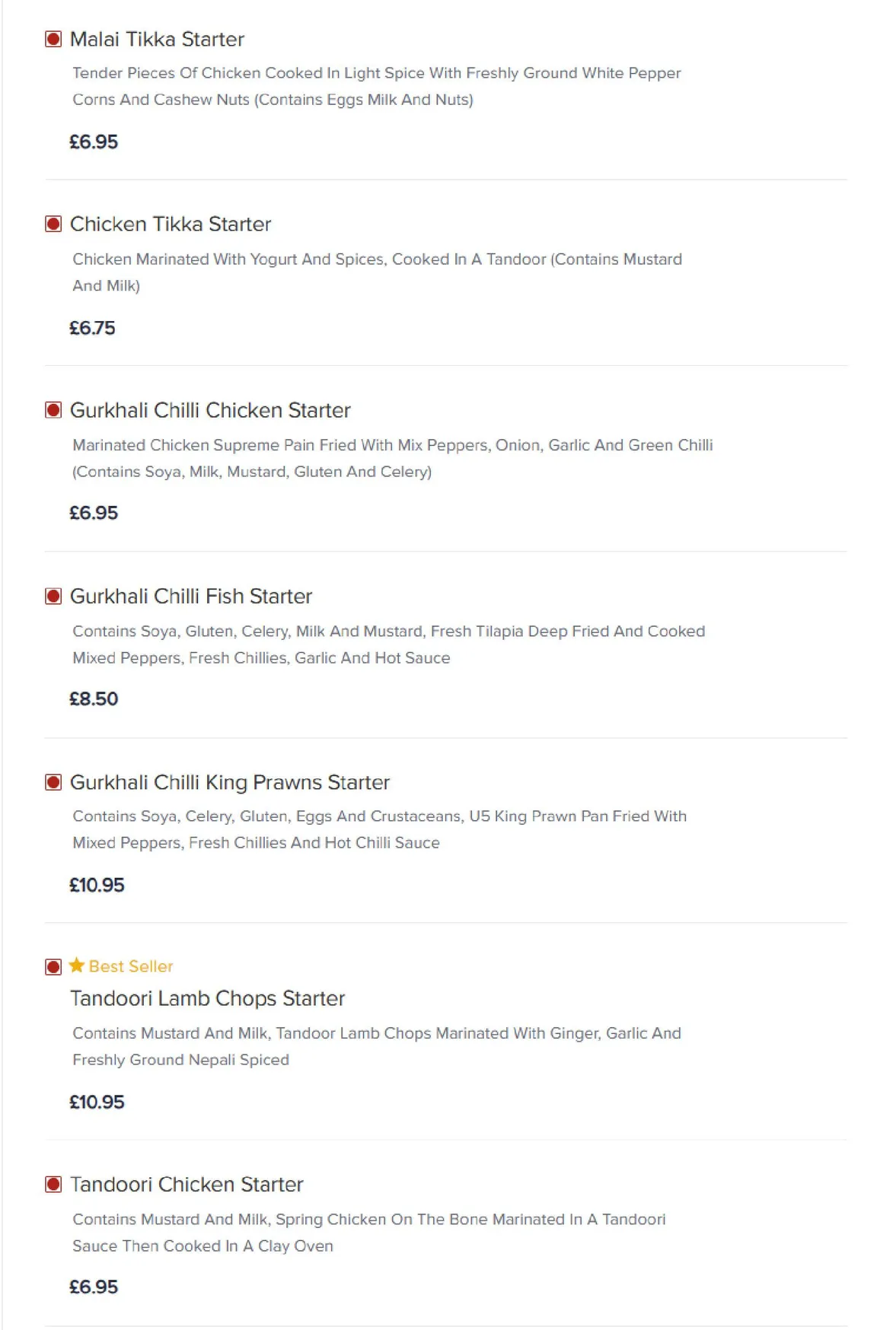 Gurkha Express menu, page 2