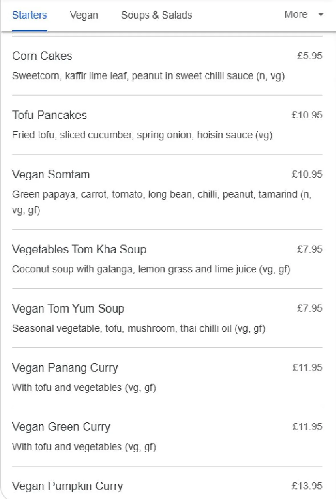 TORTHAI Chiswick menu, page 3