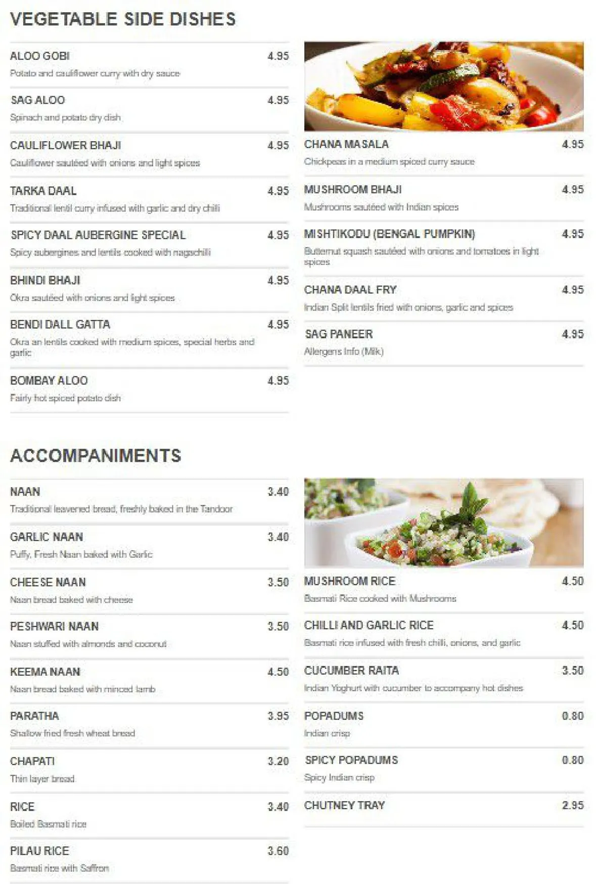 Sheba menu, page 8