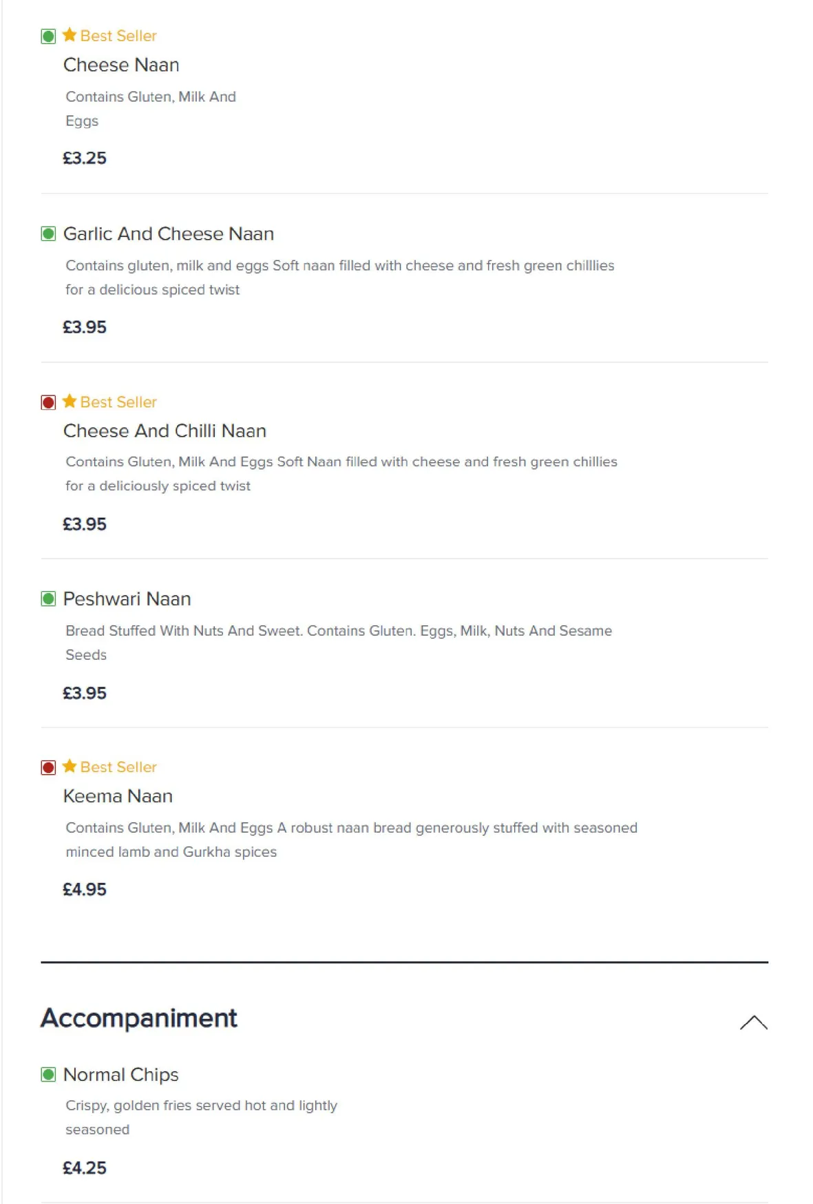 Gurkha Express menu, page 19