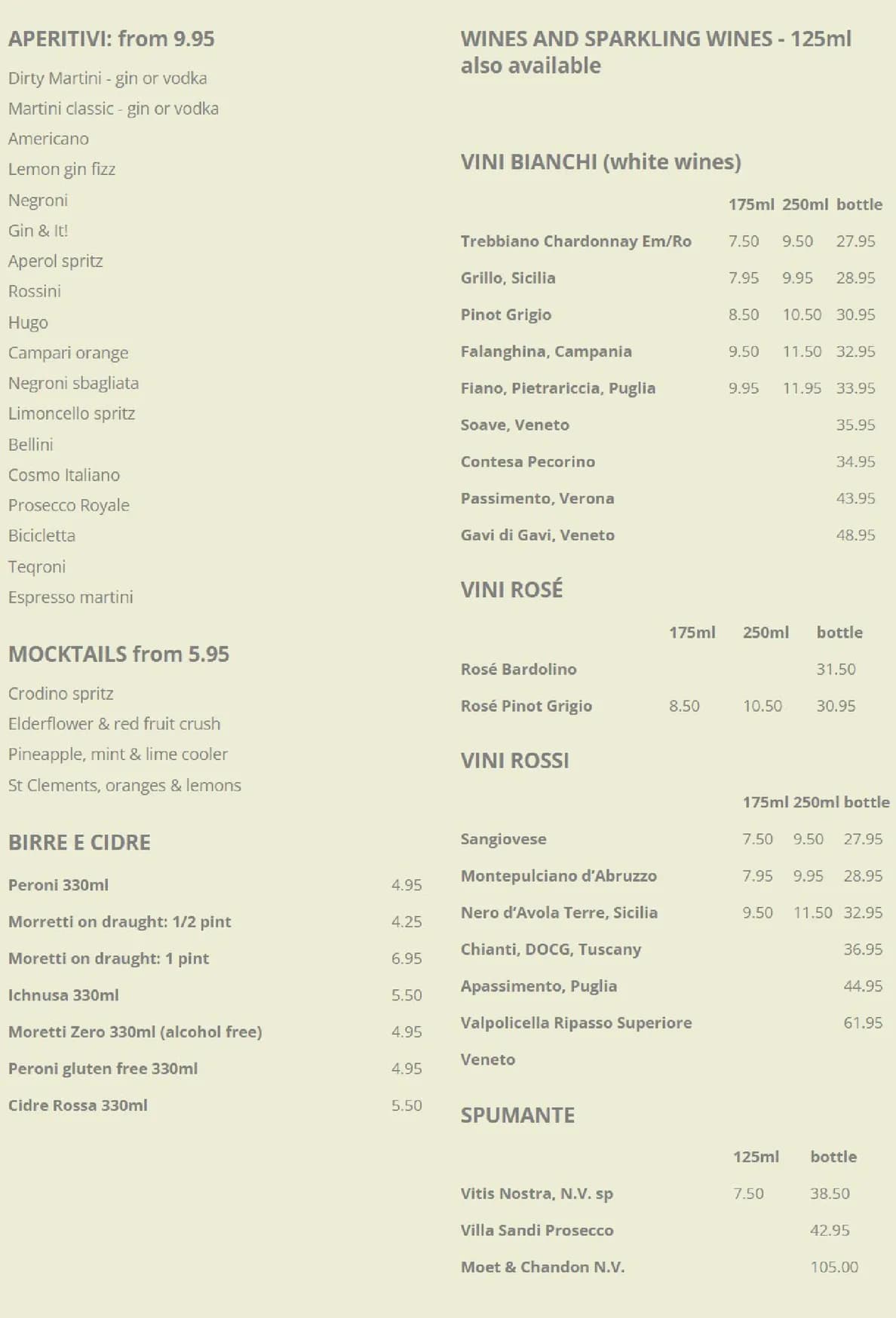 La Cucina menu, page 3