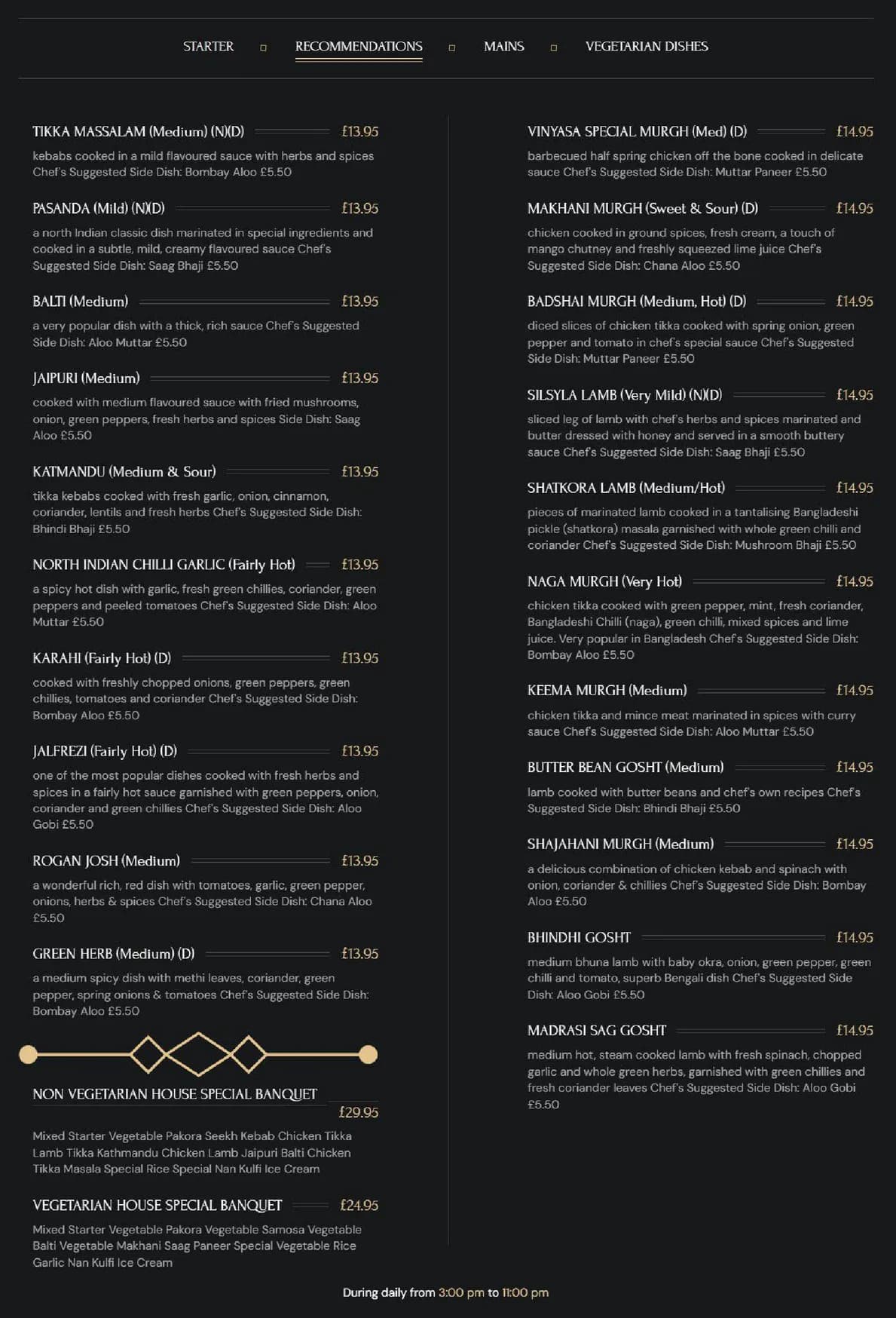 Vinyasa menu, page 2