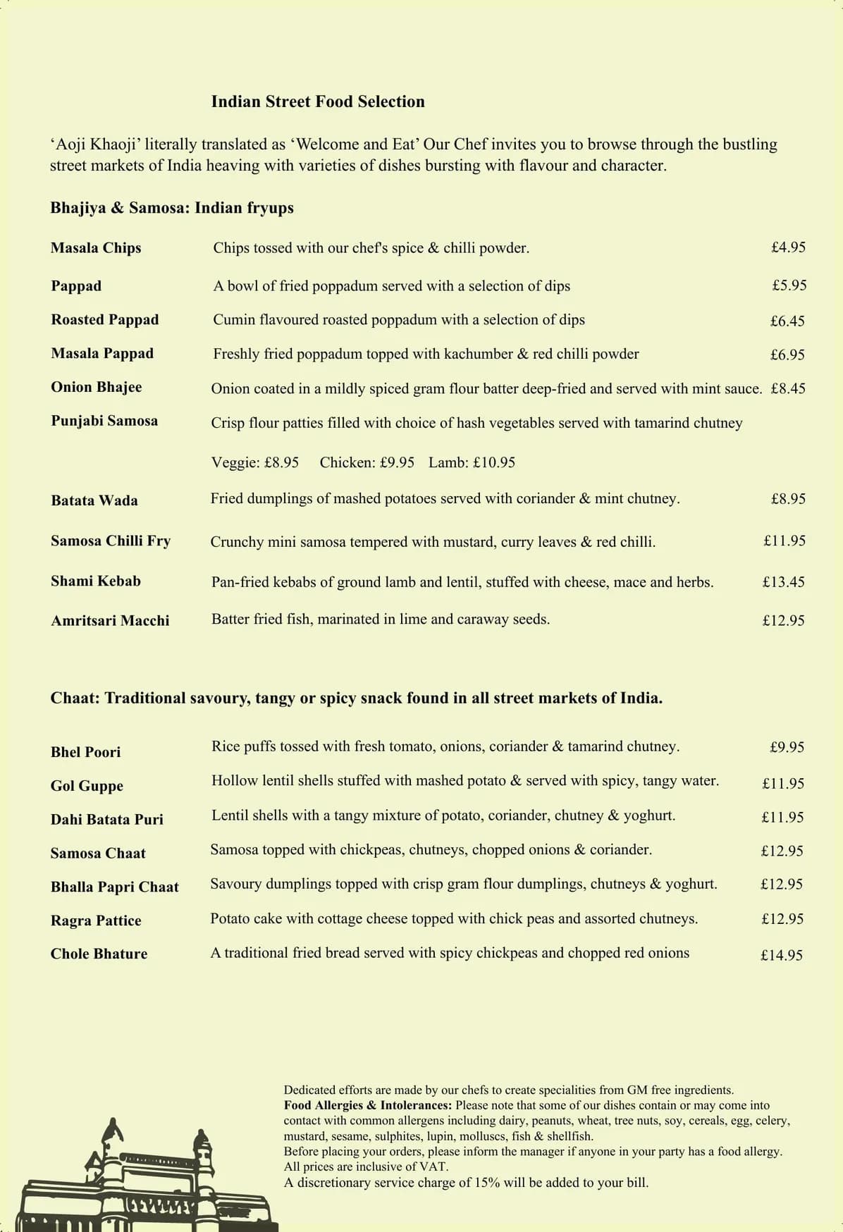 Bombay Palace menu, page 2