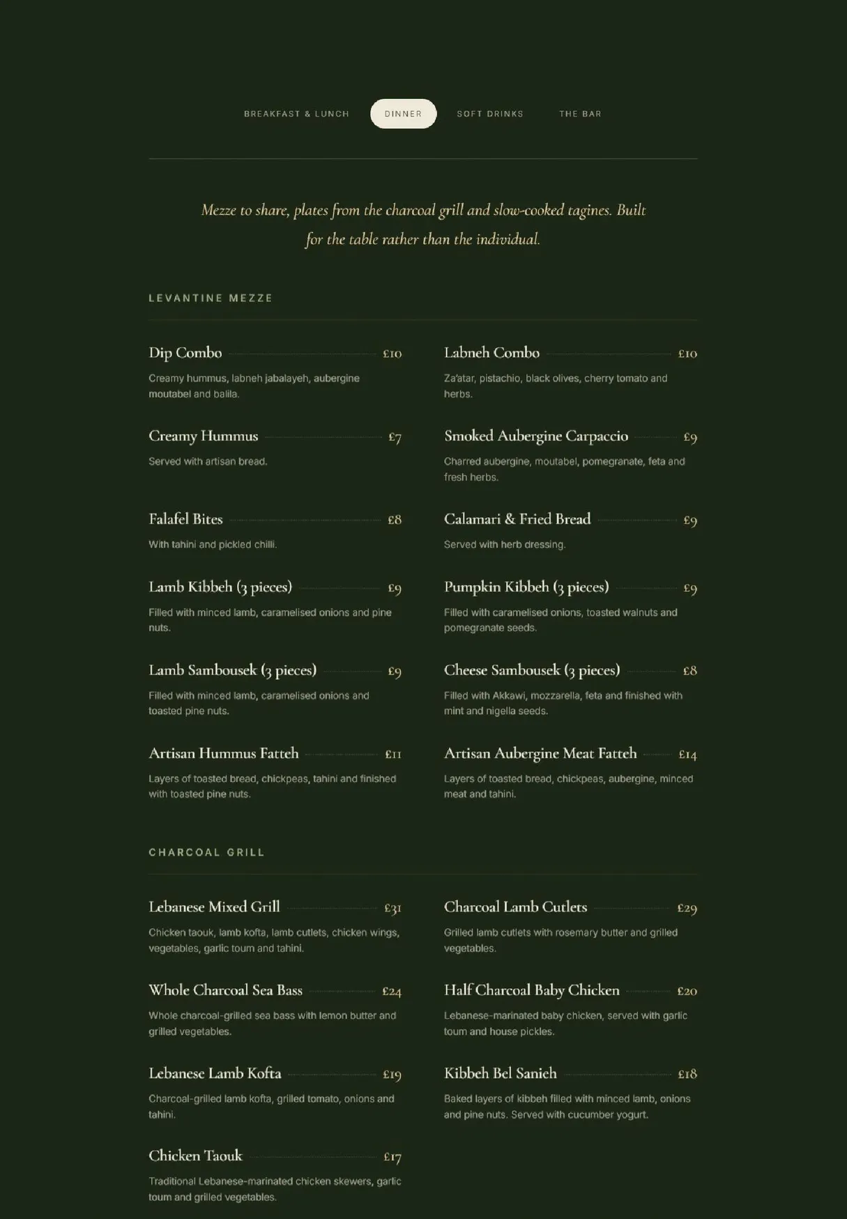 Zaya menu, page 3