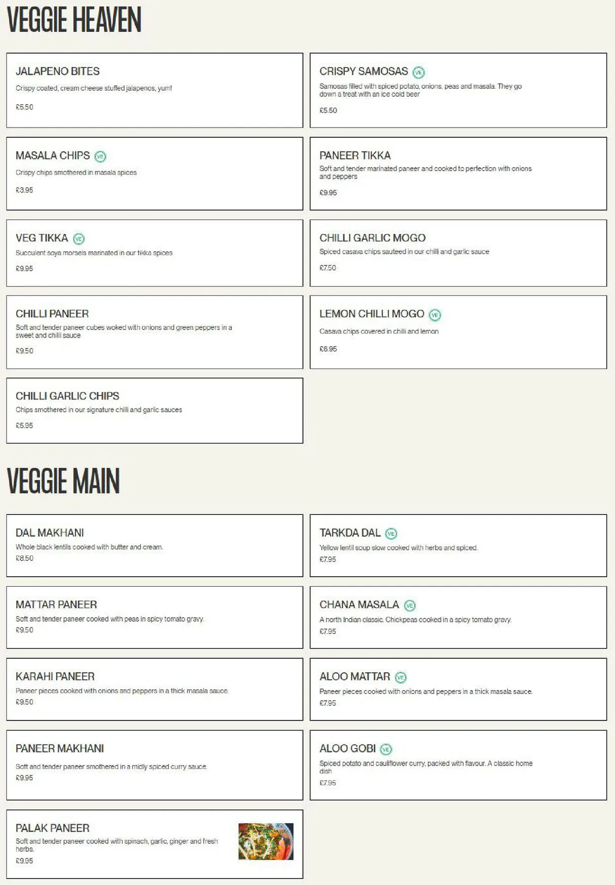 The Royal Albion menu, page 3