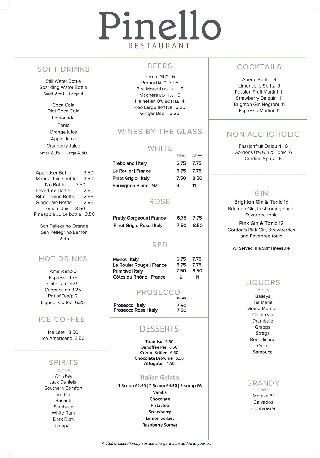 Pinello menu, page 2