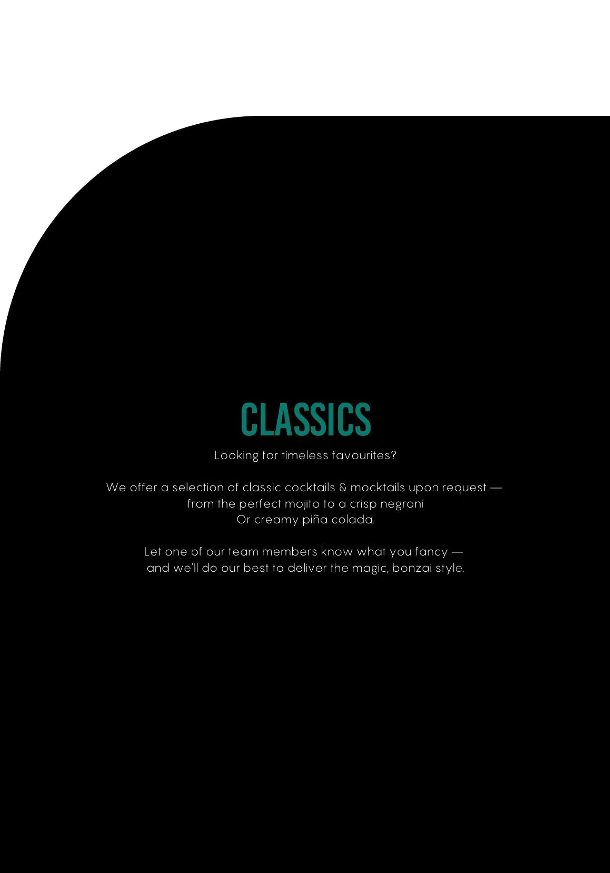 Bonzai London menu, page 36
