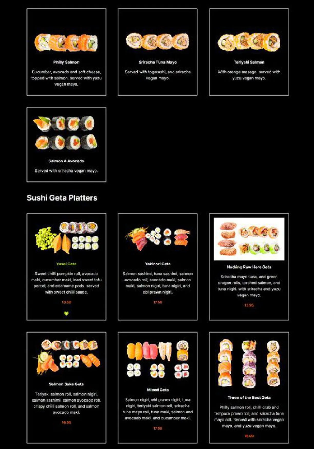 Yakinori menu, page 9