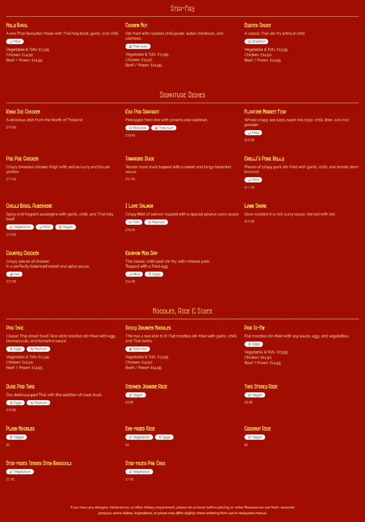 Chilli menu, page 2