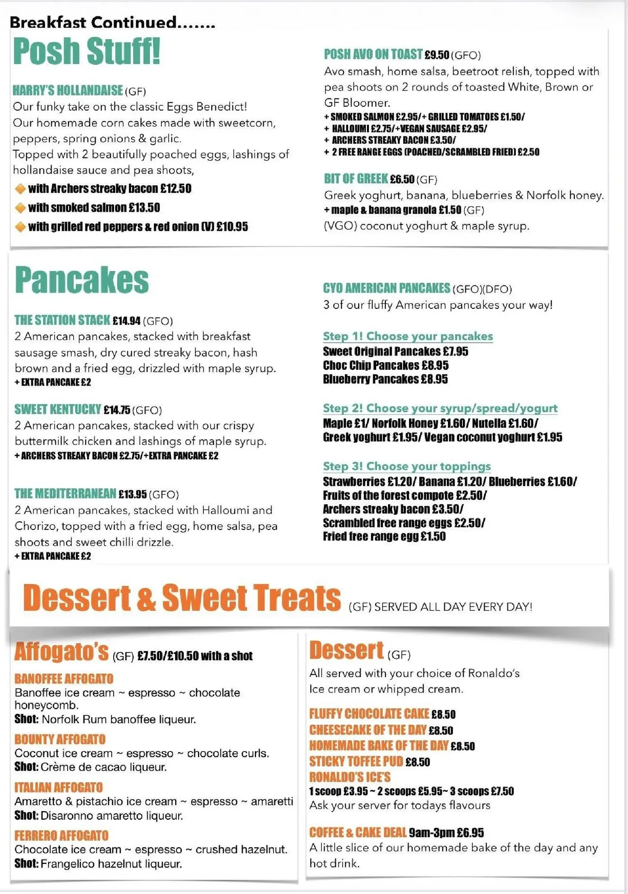 Harry's Soul Station menu, page 2