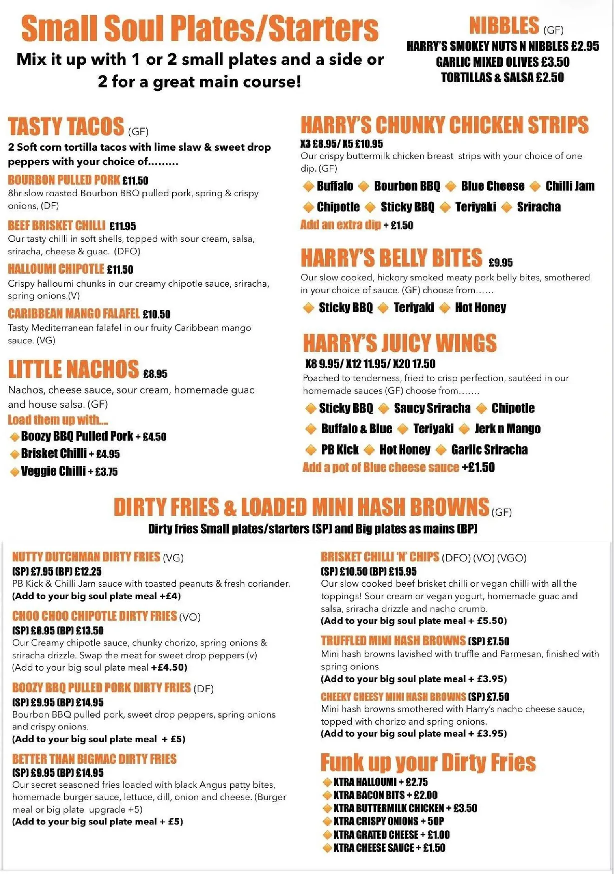 Harry's Soul Station menu, page 4
