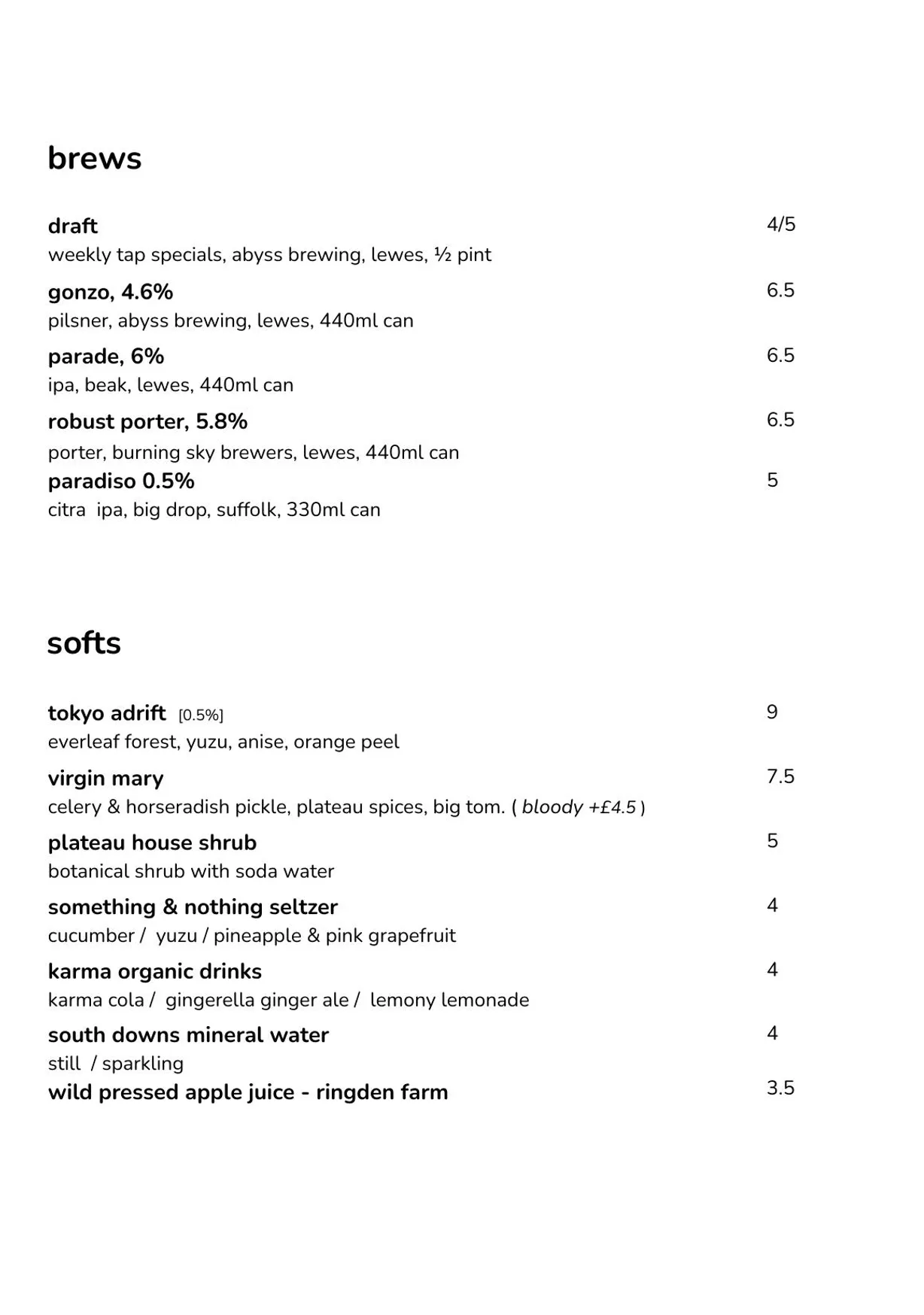 Plateau menu, page 7