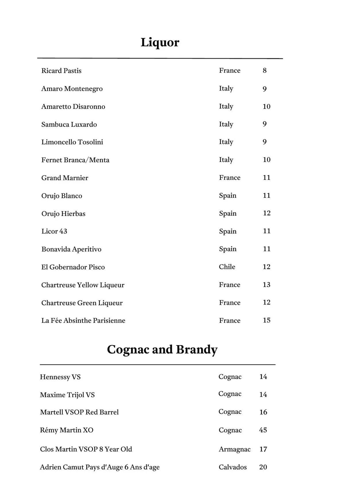 Arros QD menu, page 57