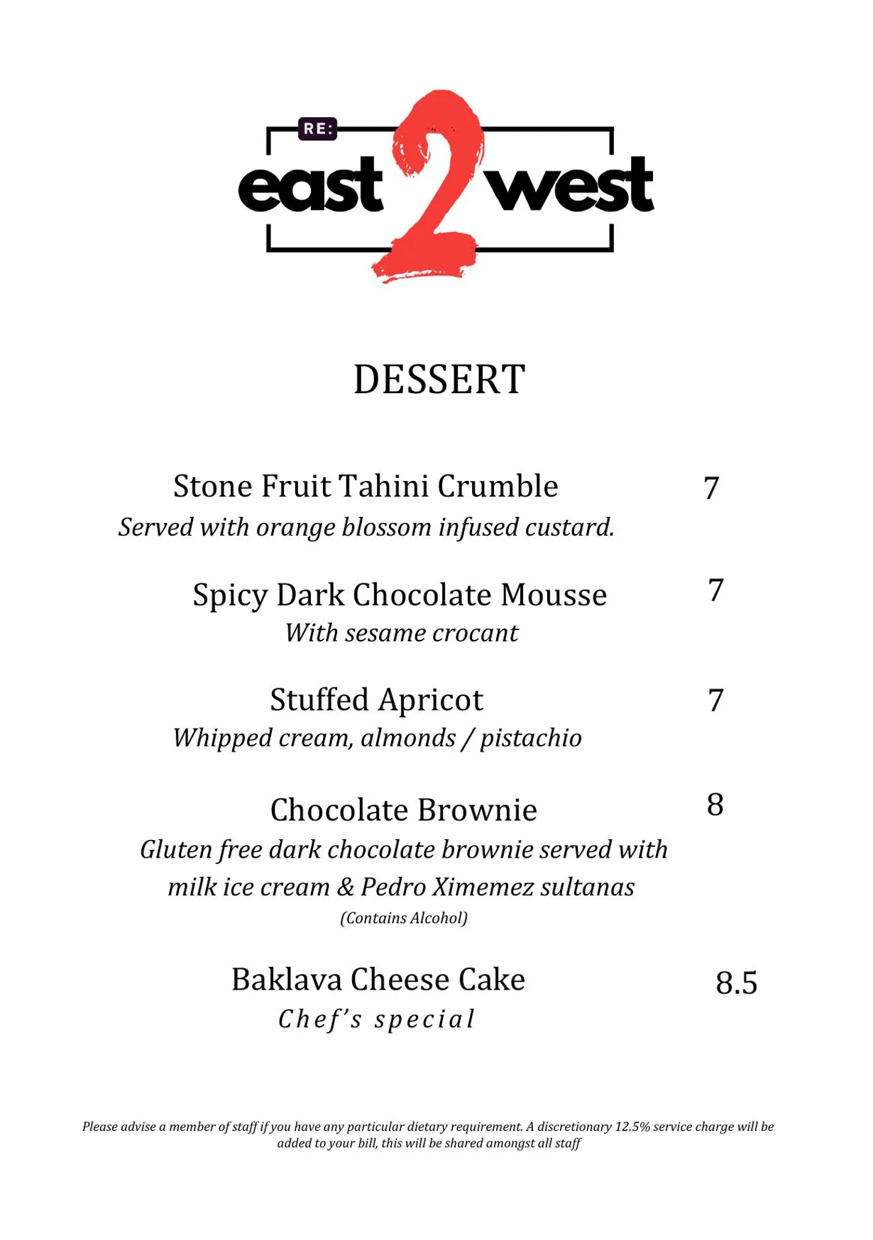 East 2 West menu, page 3