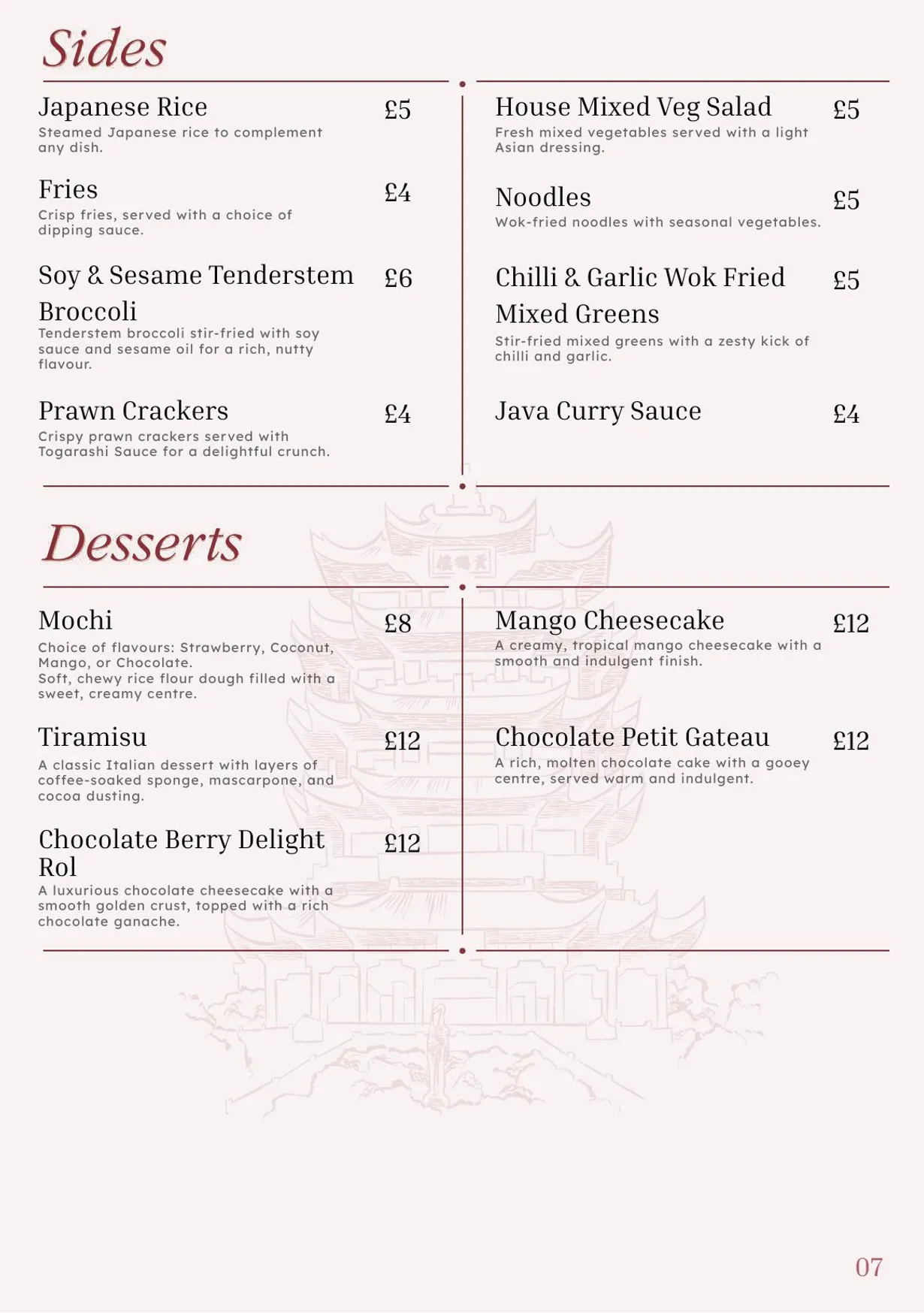 The Kitchen menu, page 8