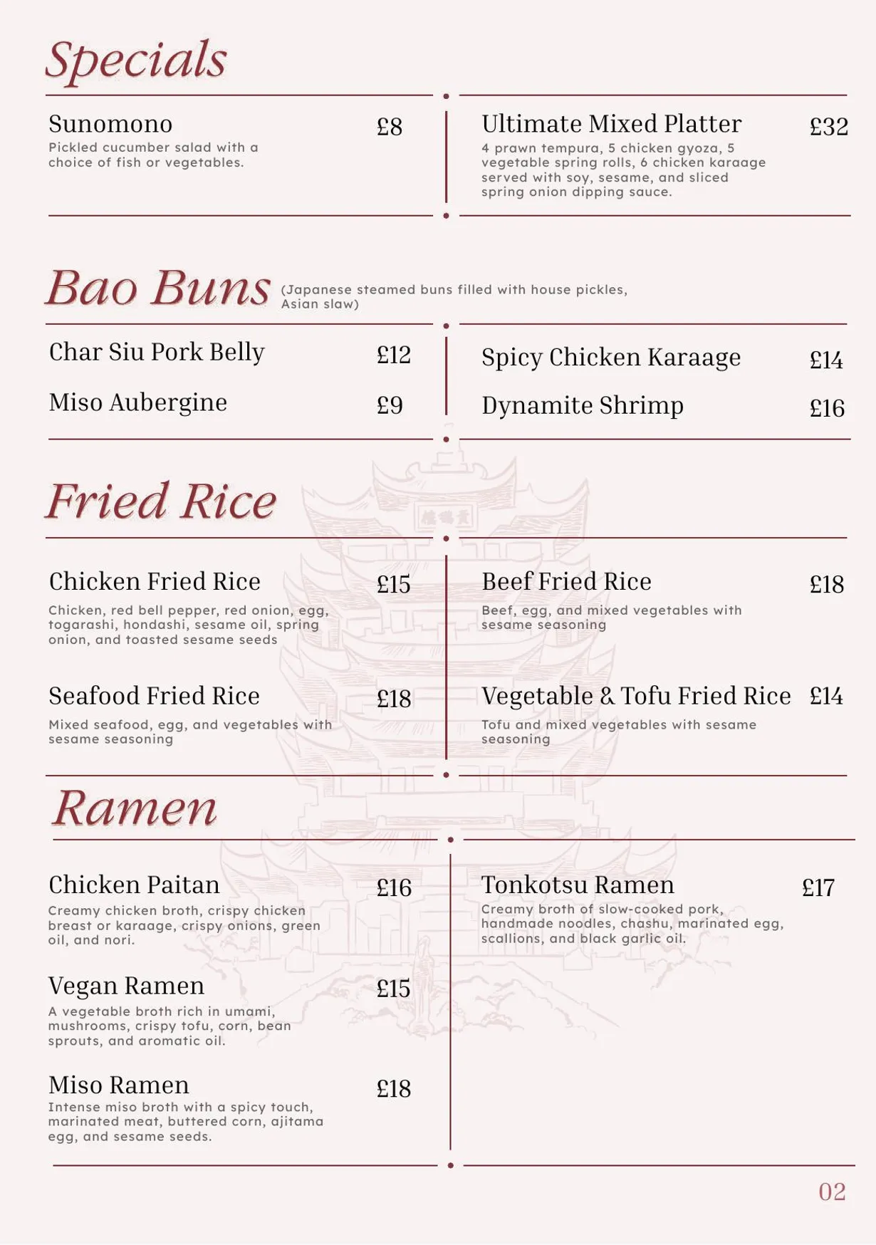 The Kitchen menu, page 3