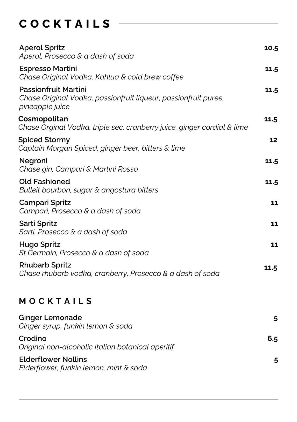Knowles of Norwood menu, page 6
