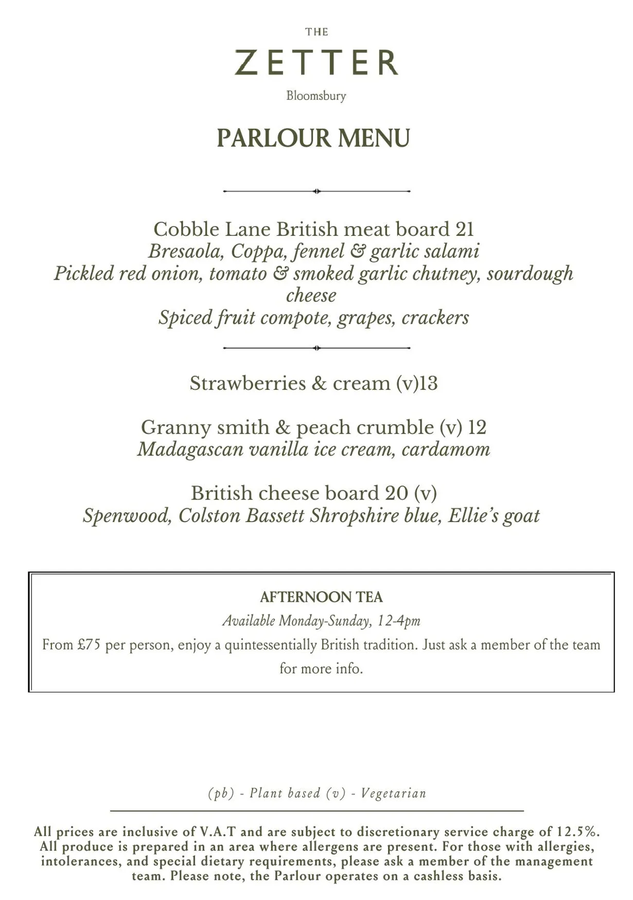 The Orangery at Zetter Bloomsbury menu, page 5